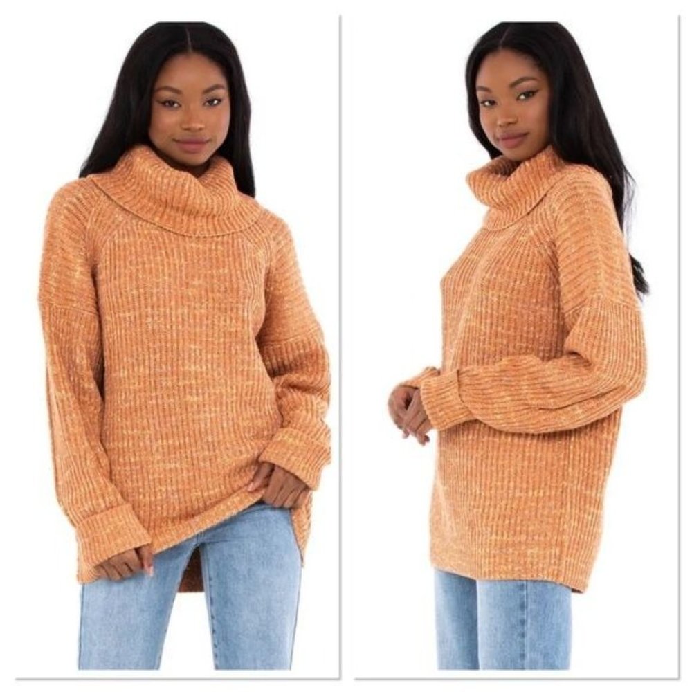 NWT Free People Leo Long Sleeve Cowl Neck Knit Tunic Sweater Petal Combo Small - Picture 2 of 11